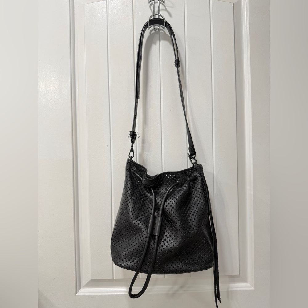 Rebecca Minkoff Black Star-shape Perforated Leather Bucket Bag
